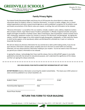 Student Directory Information Opt-Out Form