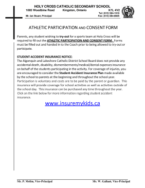 Tryout and permission form - Holy Cross Catholic Secondary School