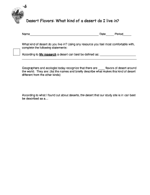 Desert Research Worksheet