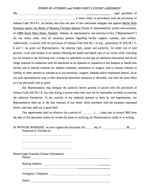 Power of Attorney and Third-Party Custody Agreement
