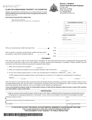 California Homeowners' Property Tax Exemption Form