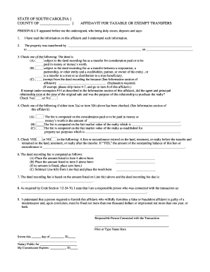 Affidavit for Taxable or Exempt Transfers
