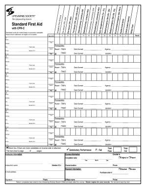 Standard First Aid with CPR-C Certification Form