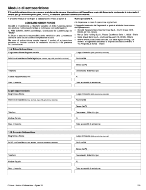 Modulo di sottoscrizione