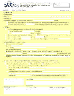 Domanda di rimborso di quote dei fondi comuni