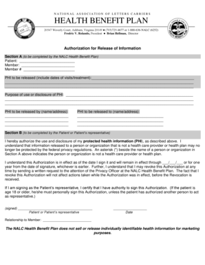 NALC Health Benefit Plan Authorization Form