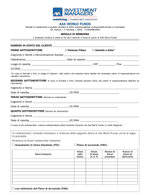 Modulo di Rimborso AXA World Funds