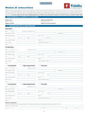 Modulo di sottoscrizione di azioni Fidelity Funds