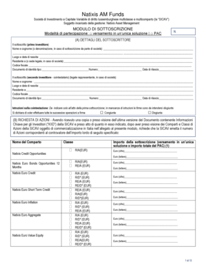 Modulo di Sottoscrizione Natixis AM Funds