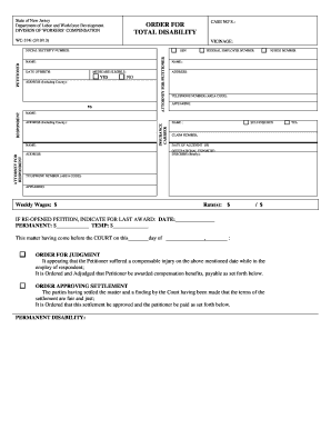 New Jersey Workers' Compensation Order Form