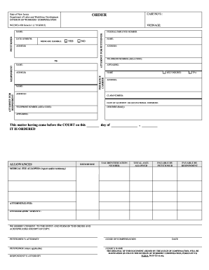 New Jersey Workers' Compensation Order