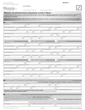 Modulo di sottoscrizione Deutsche Invest II Sicav