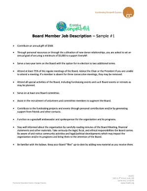 Fillable Online Board Member Job Description Sample #1 Fax Email Print ...