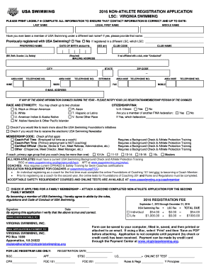 USA Swimming Non-Athlete Registration Application