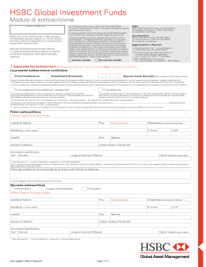 Modulo di sottoscrizione HSBC Global Investment Funds