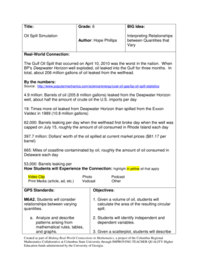 Oil Spill Simulation Worksheet