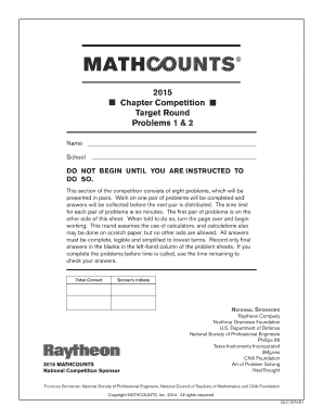 2015 Mathcounts Chapter Competition Target Round
