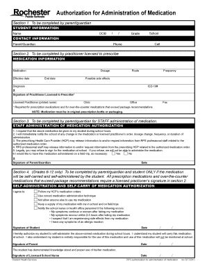 Authorization for Administration of Medication