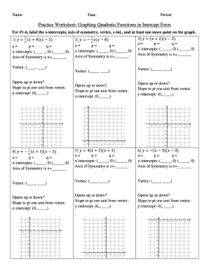 Worksheet Graphing Quadratics From Standard Form Answer Key - Fill