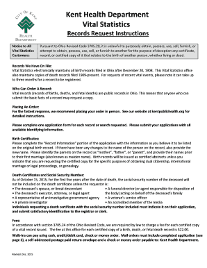 Ohio Birth and Death Certificate Request Form