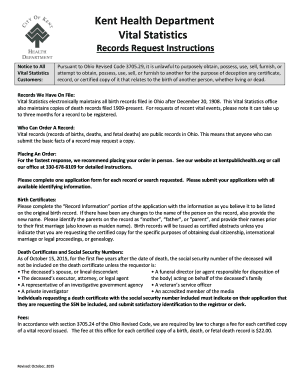 Ohio Birth and Death Certificate Application