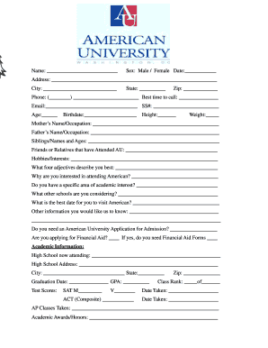 American University Application for Admission