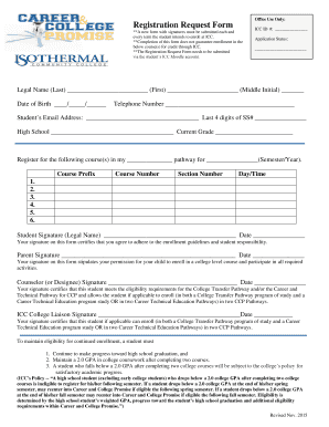 ICC Student Registration Request Form