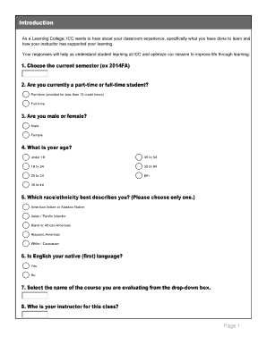 Student Course Evaluation Form