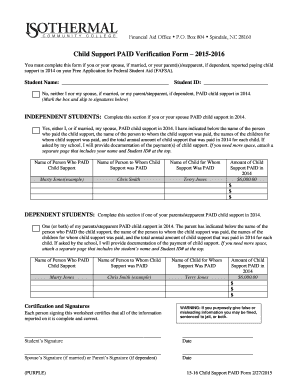 Child Support PAID Verification Form