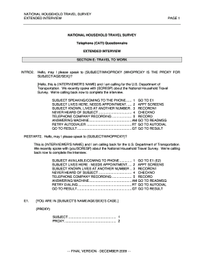 NATIONAL HOUSEHOLD TRAVEL SURVEY Telephone CATI - nhts ornl