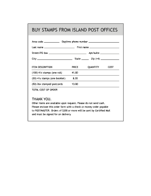 USPS Stamp Order Form