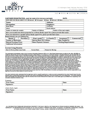 Liberty Realty Customer Registration Form