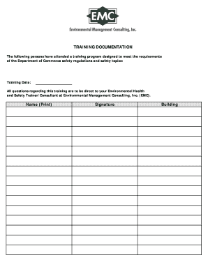 Department of Commerce Safety Training Attendance Form