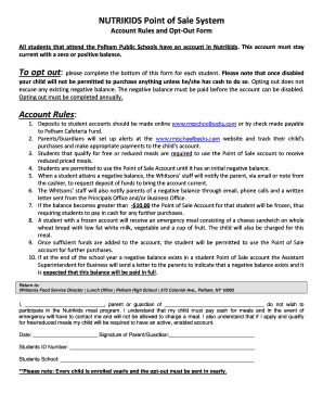 Nutrikids Account Opt-Out Form