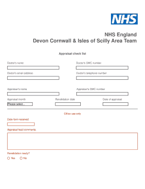 NHS England Appraisal Checklist