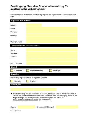 Bestätigung über den Quellensteuerabzug für ausländische Arbeitnehmer