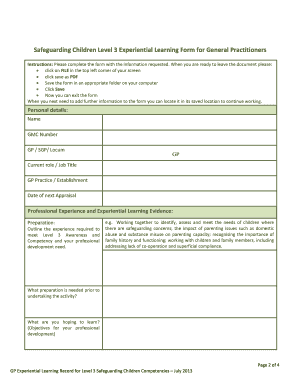 Safeguarding Children Level 3 Training Form