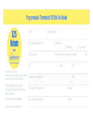 Programmable Thermostat Rebate Form