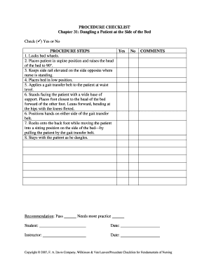 Patient Dangling Procedure Checklist
