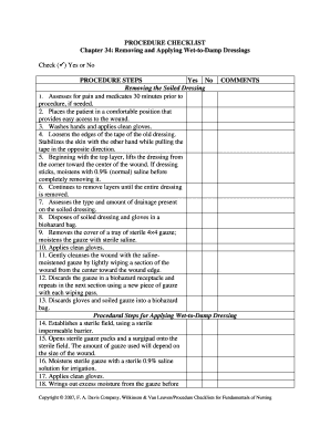 Wet-to-Damp Dressing Procedure Checklist