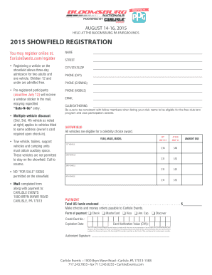 2015 Showfield Registration Form