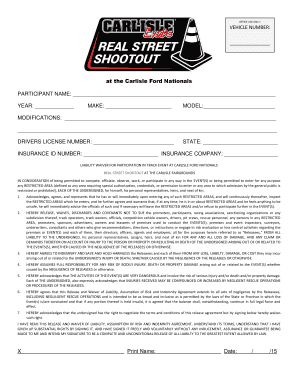 Carlisle Ford Nationals Liability Waiver