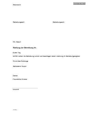 Rückzug der Betreibung