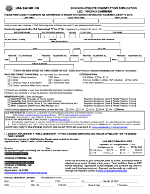 USA Swimming Non-Athlete Registration Application
