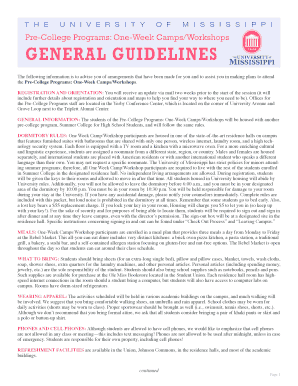 Pre-College Guidelines and Rules - Outreach - University of - outreach olemiss
