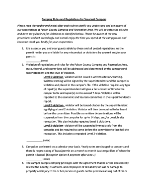 Fulton County Camping Rules and Regulations