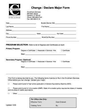 Change or Declare Major Form