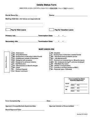 Delete Status Form