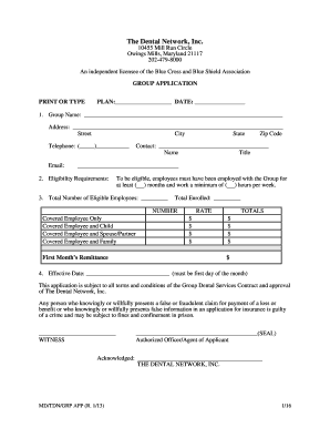 Group Dental Insurance Application