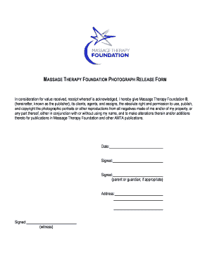 Massage Therapy Photo Release Form